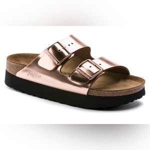 Rose Gold Birkenstock Papillo Platform